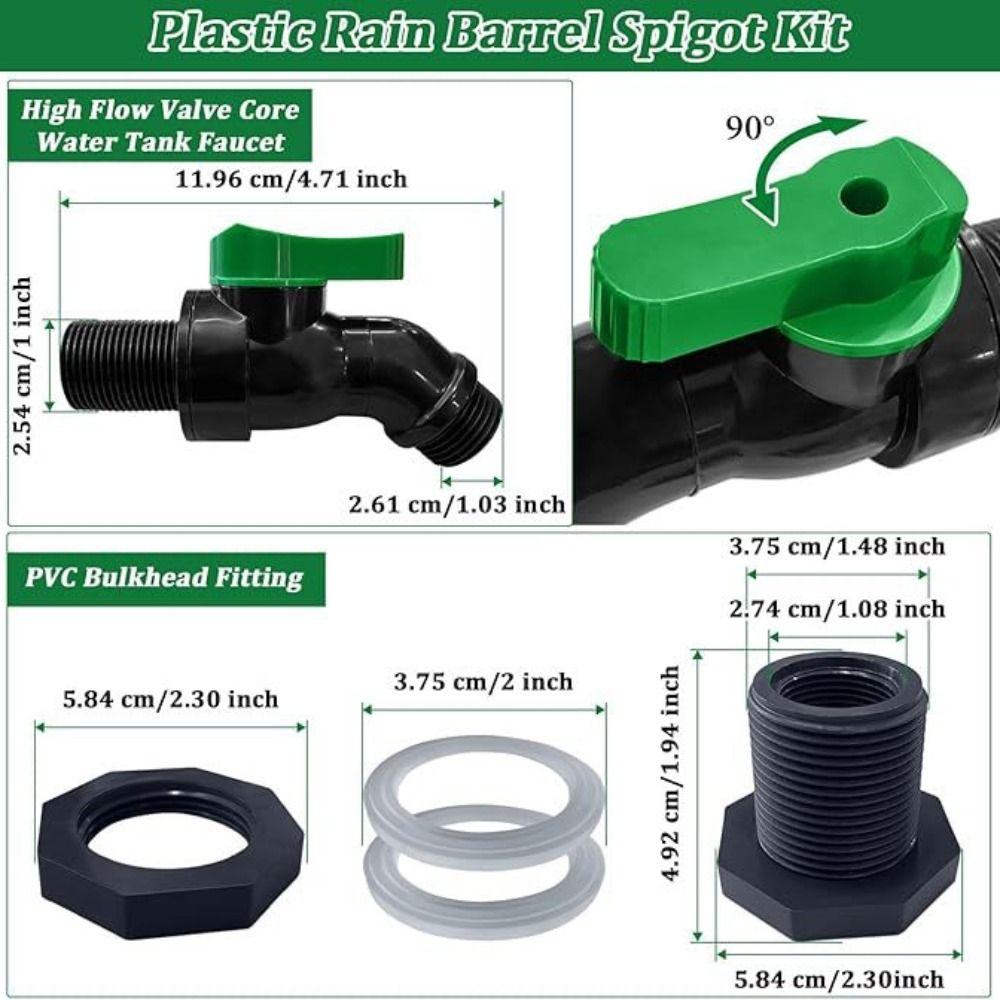 Downspout Collector Rain Barrel Spigot 3/4 GHT Thread Rain Barrel Kit Outdoor Garden