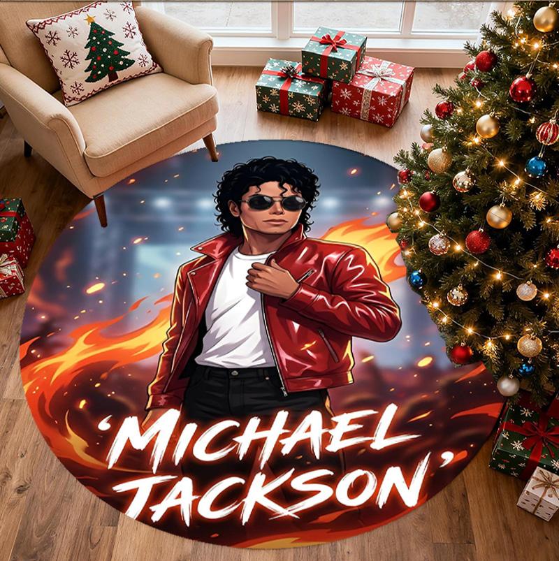 Michael Jackson Pattern Round Rug, Indoor/Outdoor Mat, for Picnic, Gameroom, Bedroom, Office, Living Room, Home Decor Carpet, Birthday Gift