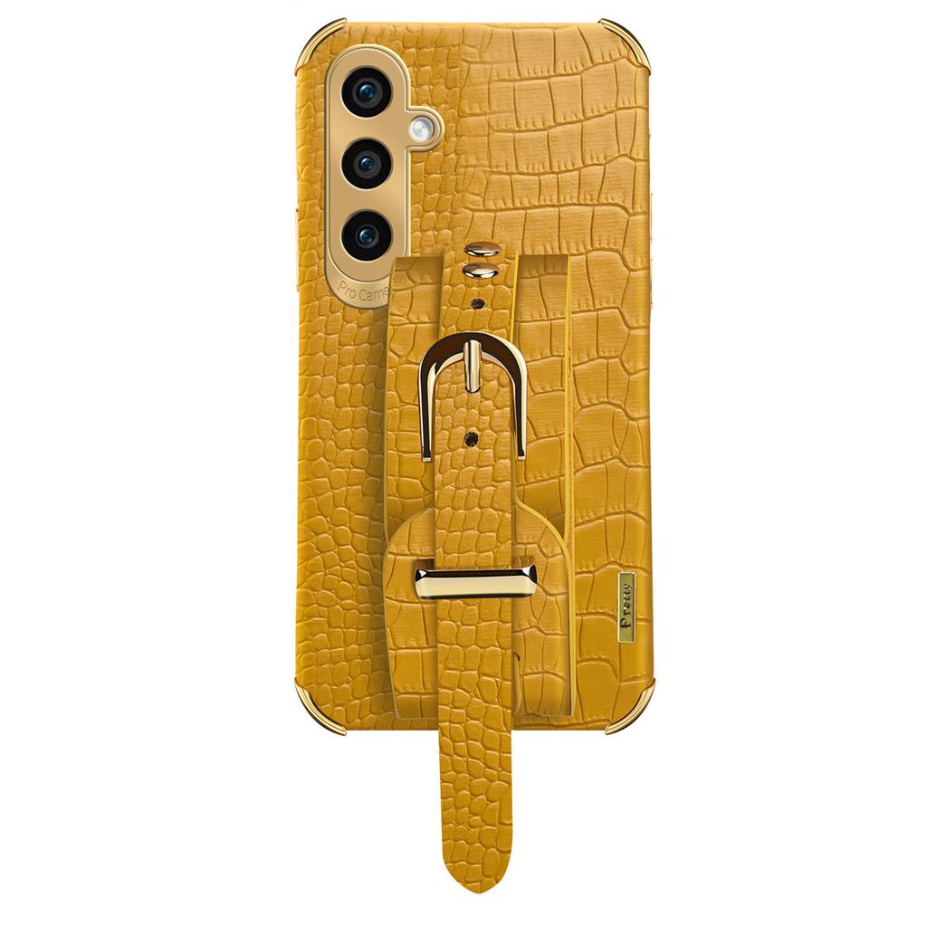 Phone Case for Samsung Galaxy A35 5G Crocodile Texture Wristband Electroplating Cover