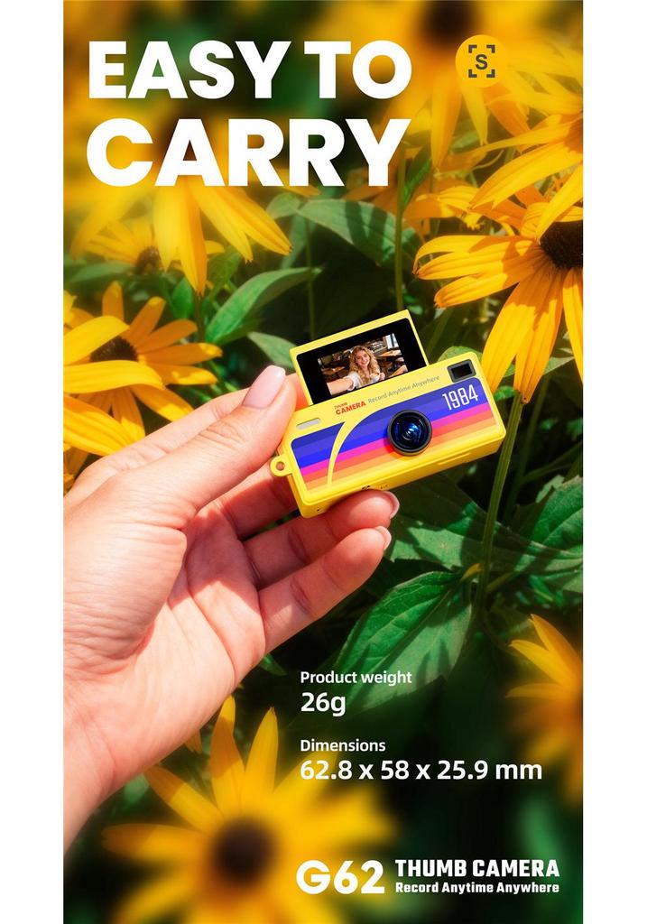 New Mini Flip Screen HD Thumb Camera for Photo & Video Recording - G62 Keychain Gift