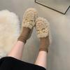 New Fashion Luxury Lambswool Women Loafers Moccasins Femme Winter Cotton Shoes Warm Plush Shoes for Women Chain Ladies Shoe