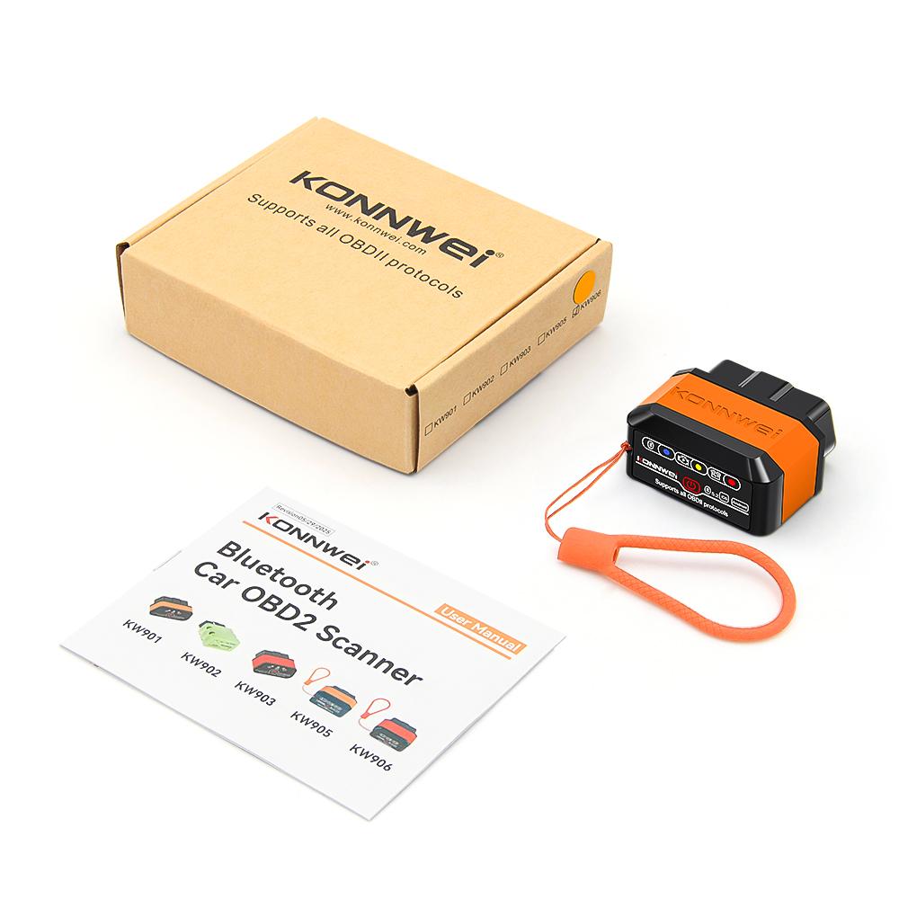 KONNWEI KW906 ELM327 V1.5 OBD2 Scanners Bluetooth 5.2 For Android/IOS ELM 327 V1 5 OBD 2 Car Diagnostic Tool Auto Fault Detector