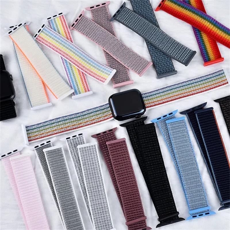 Нейлоновый ремешок для Apple Watch 49 мм 45 мм 41 мм 44 мм 40 мм 42 мм 38 мм Регулируемый эластичный браслет iWatch Ultra Серии 3 4 5 SE 678