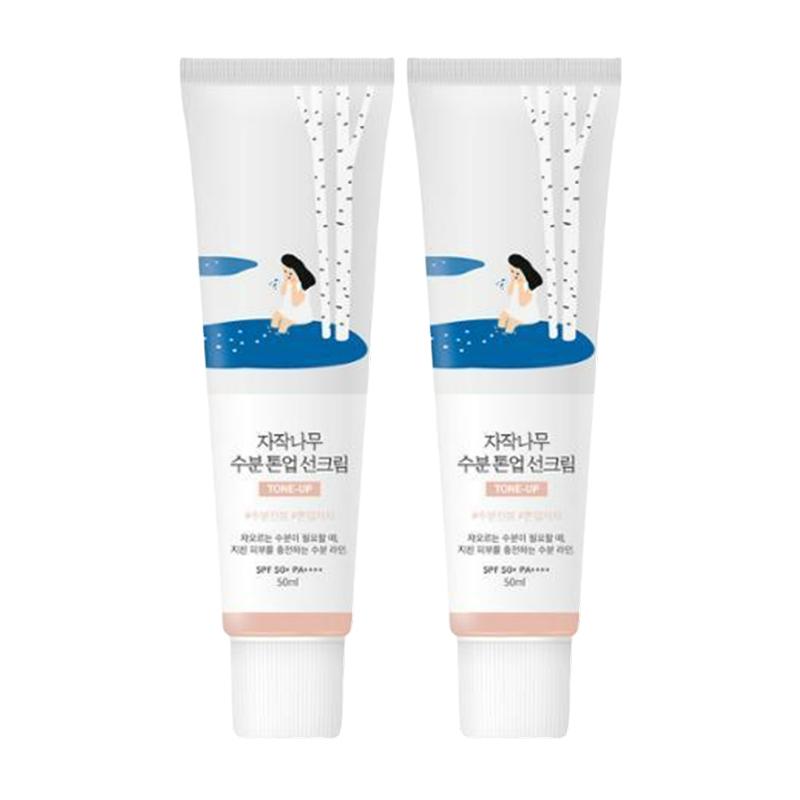 ROUND LAB Березовый сок Увлажняющий Тон-ап Солнцезащитный крем SPF50+ PA++++ Осветляющий УФ-защита 50 мл x 2 набора
