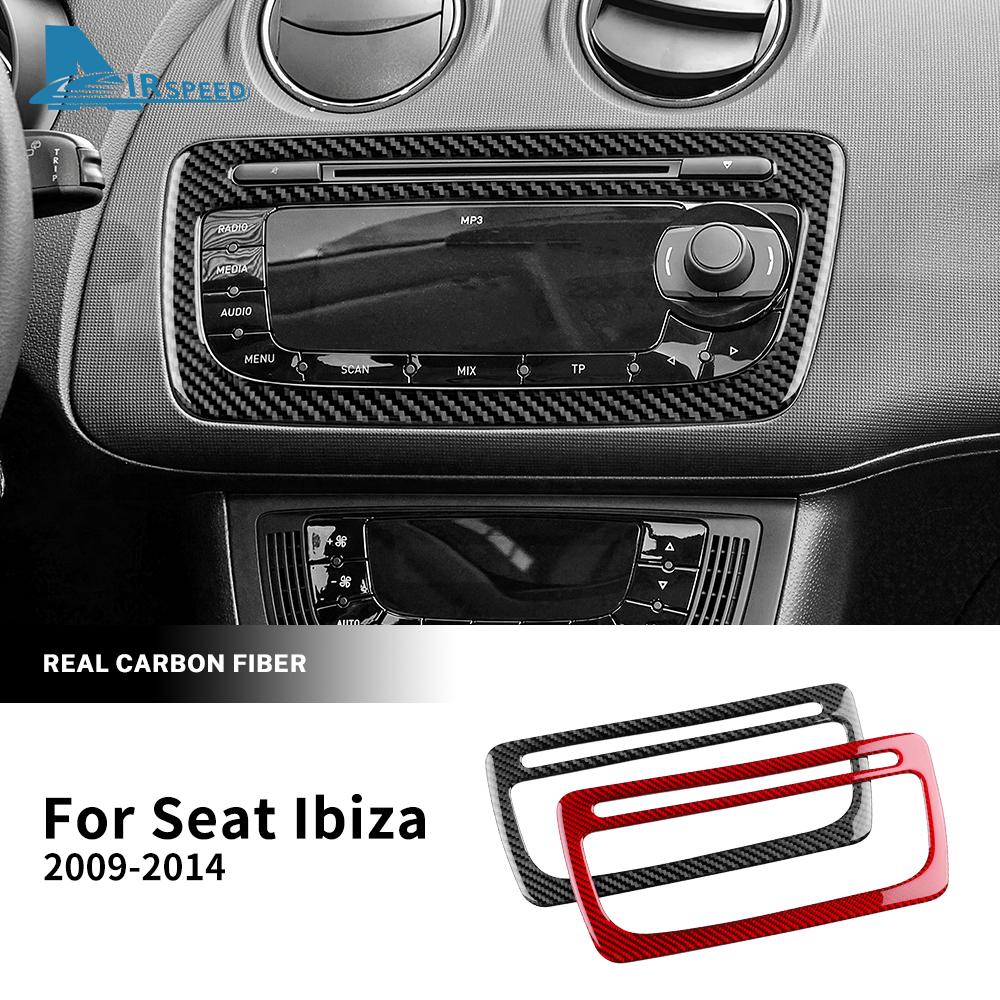 For Seat Ibiza 6j 2009 2010 2011 2012 2013 2014 Real Soft Carbon Fiber Sticker LHD RHD Car Center Console CD Frame Panel Trim