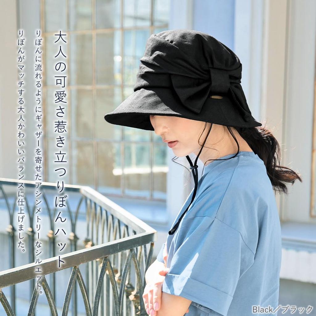 Шляпа-королева с широкими полями и защитой от УФ-лучей, с боковой лентой, шляпа QUEENH, шляпа для маленького лица, большой размер, защита от УФ-лучей, шляпа актрисы, женская [XL58.5-61см-Черный]