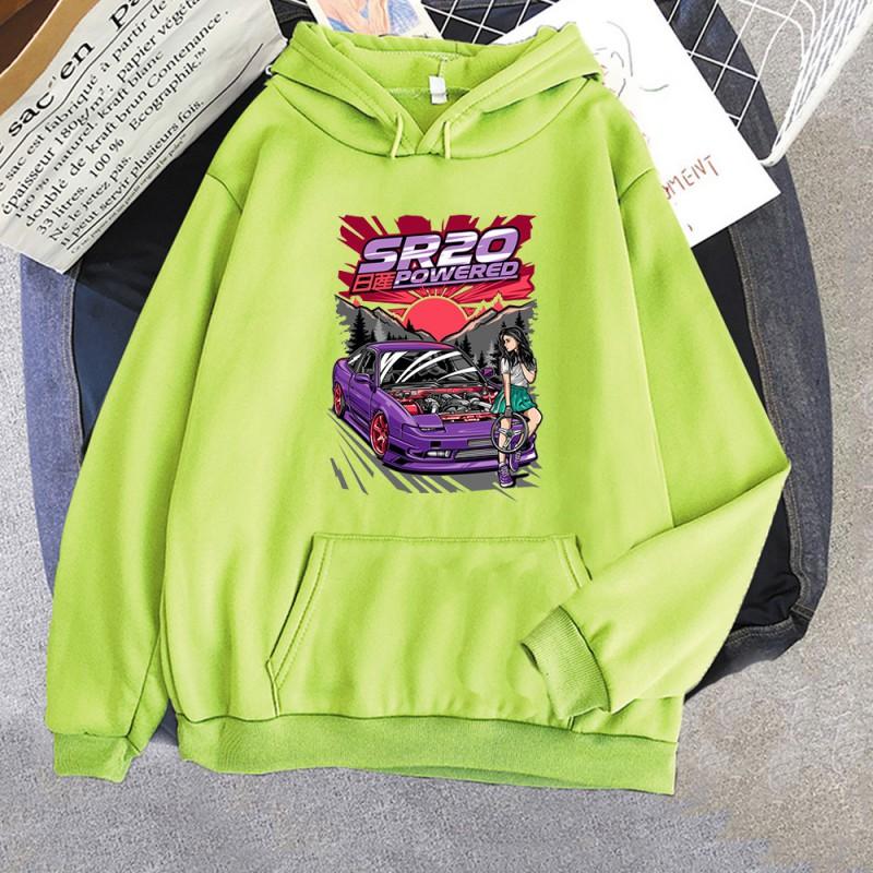 Anime D Letter JDM Car Print Hoodie Unisex Streetwear Sweatshirt