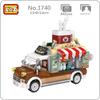 LOZ 1740 Dream Amusement Park Food Truck Coffee Drink Car Vehicle DIY Mini Blocks Bricks Building Toy for Children Gift No Box