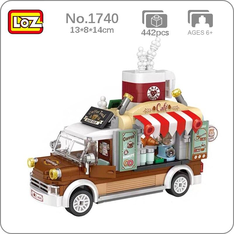LOZ 1740 Dream Amusement Park Food Truck Coffee Drink Car Vehicle DIY Mini Blocks Bricks Building Toy for Children Gift No Box