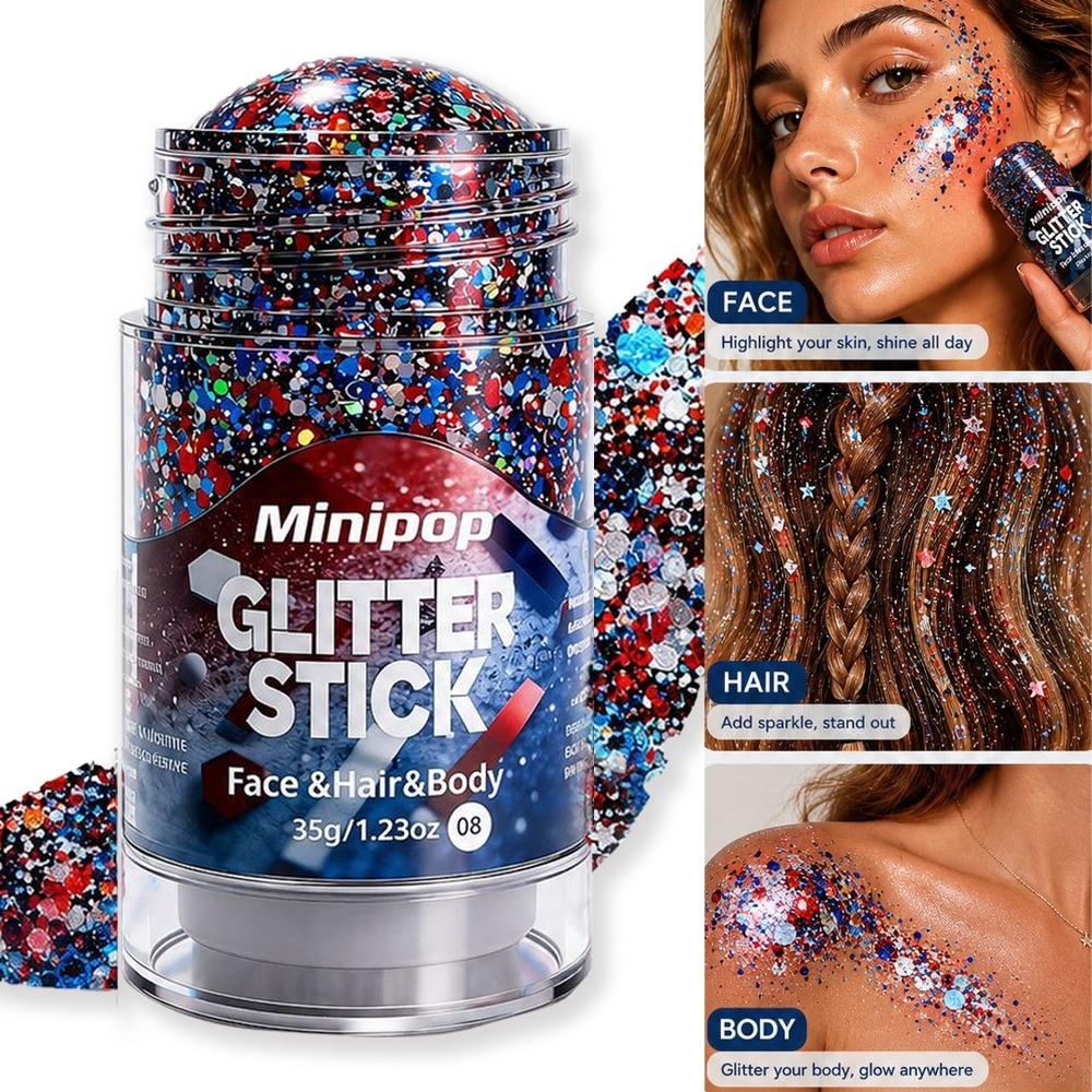 Mult-use Body Painting Sequins Glitter Stick Face Hair Star Glitter Powder Eye Shadow Glitter Highlighter Festival Stage Makeup