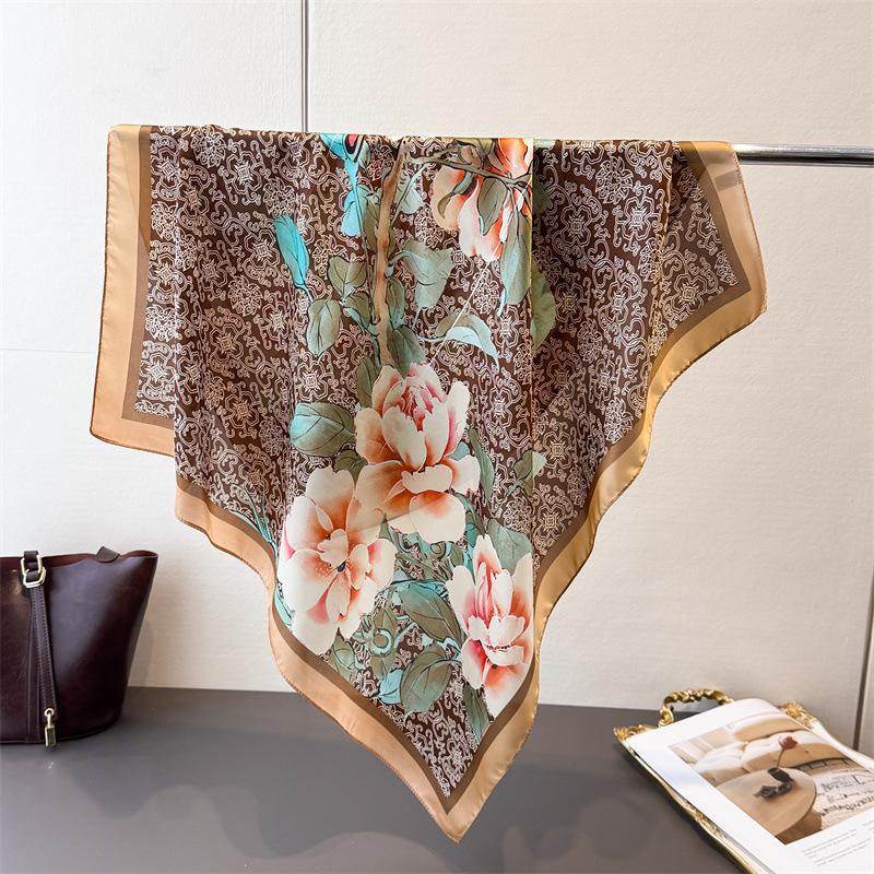 Luxury Brand Print 70cm Square Scarves Women's Designer Silk Scarf Bandana Small Neckties Hairbands Foulard Shawl