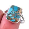 Кольцо из чистого серебра 925 пробы с натуральным бирюзовым медным камнем S.9.5 b4M06