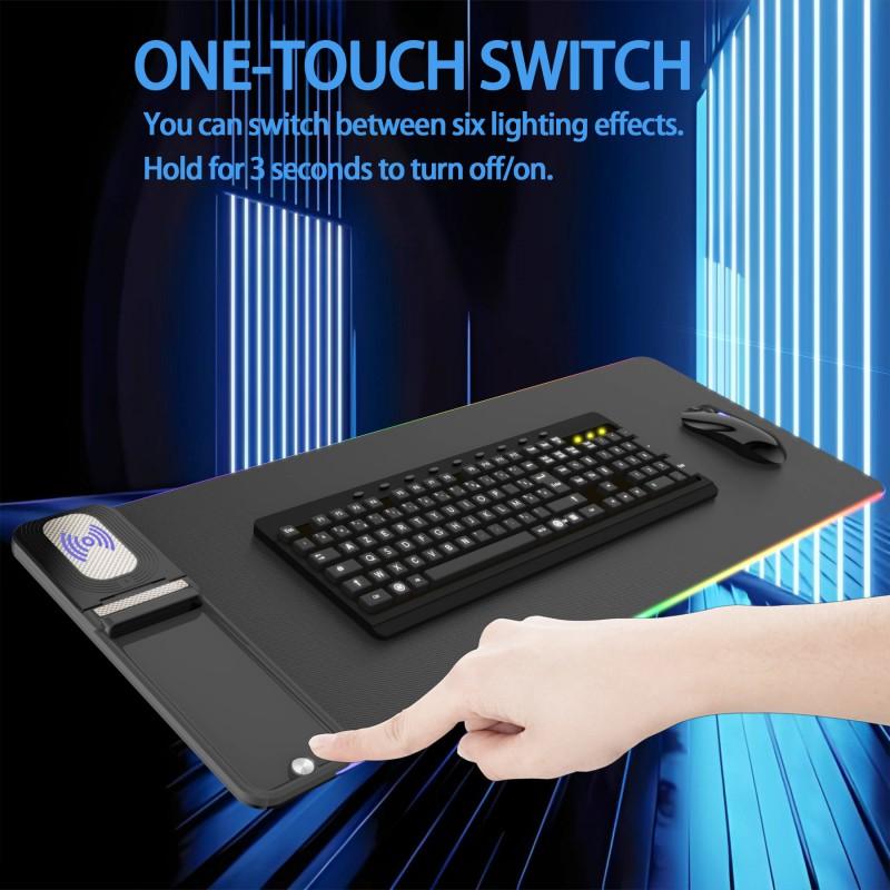 15W Wireless Charging Mouse Pad Large Gaming Office Desk Mat Non Slip
