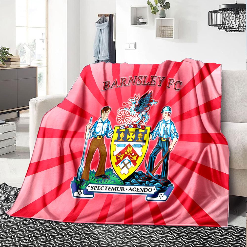 Barnsley Crest Design Flannel Blanket, Soft Polyester, Modern Design, All-Season for Camping, Travel, Gifts for holidays or birthdays