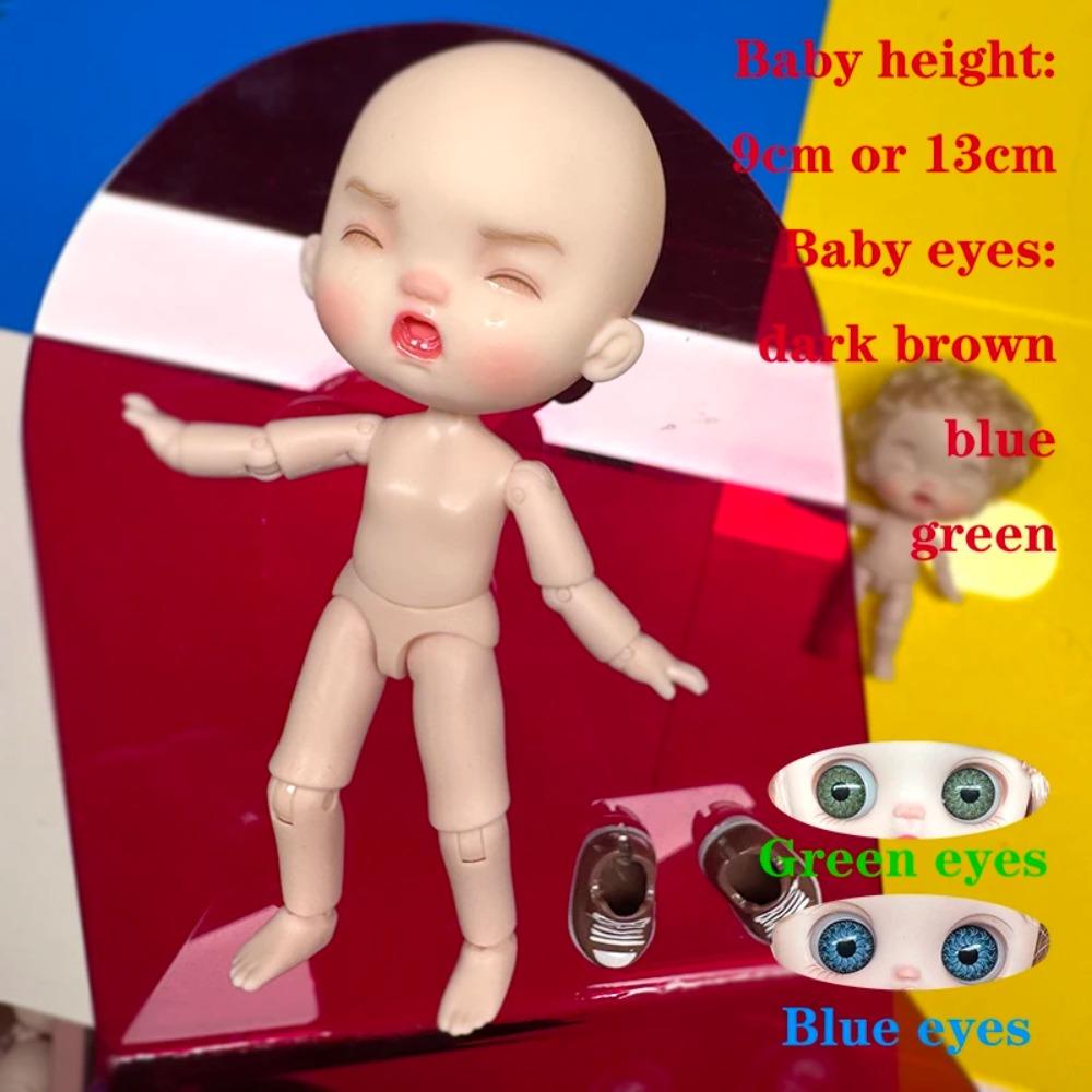 Милая Мини кукла BJD Девочка Мальчик Лысая голова Ob11 1/12 Голая DIY Игрушки Ручной работы Куклы Полное тело Зеленые Синие глаза Арт Кукла Аксессуары Искусство
