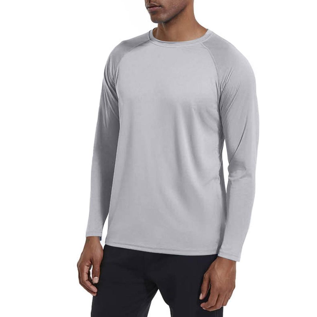 Men's Summer Solid Color Round Neck Slim Sun Outdoor Beach Hiking Mountaineering Top