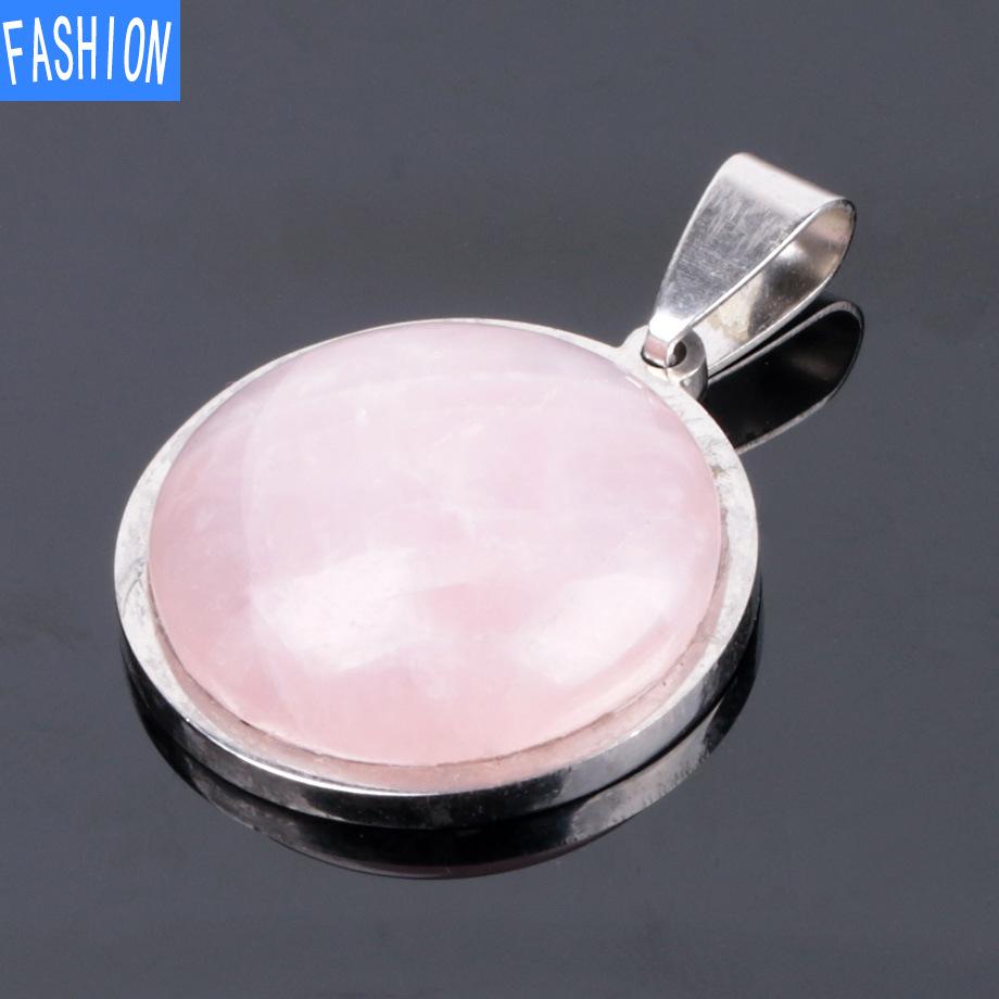 Женское простое ожерелье из нержавеющей стали с плоским камнем в европейском и американском стиле, модное ожерелье с натуральными кристаллами