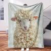 A Sheep with Popcorn on It S Head.1pc Flower Print Flannel Blanket Soft Warm Throw Blanket Nap Blanket for Couch Sofa Office Bed C