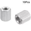 10Pcs Silver Tone Hex Coupling Nuts 304 Stainless Steel Metric Size Durabl Hex Rod Coupling Nut