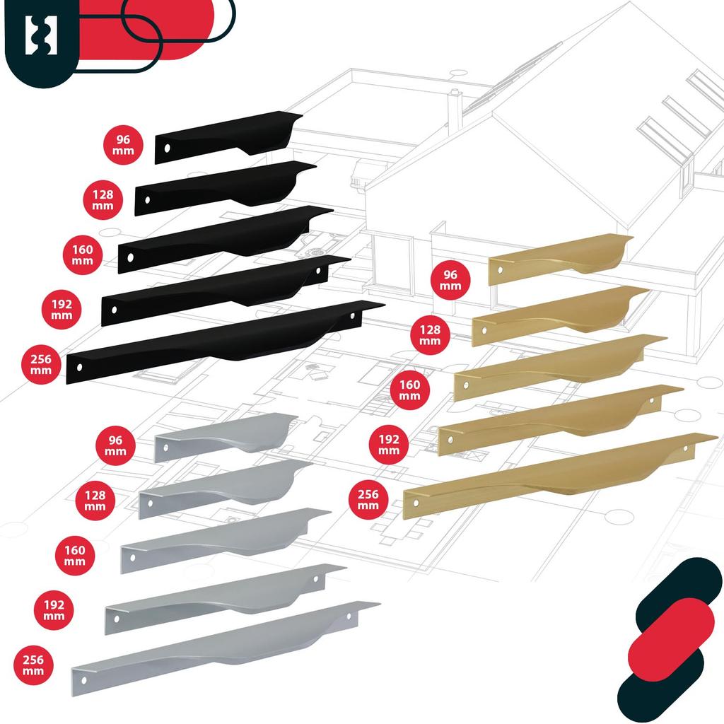 Kotarbau® Modern Edge Furniture Handle Aluminum Matte Black 160 / 180 Mm Set Of 10