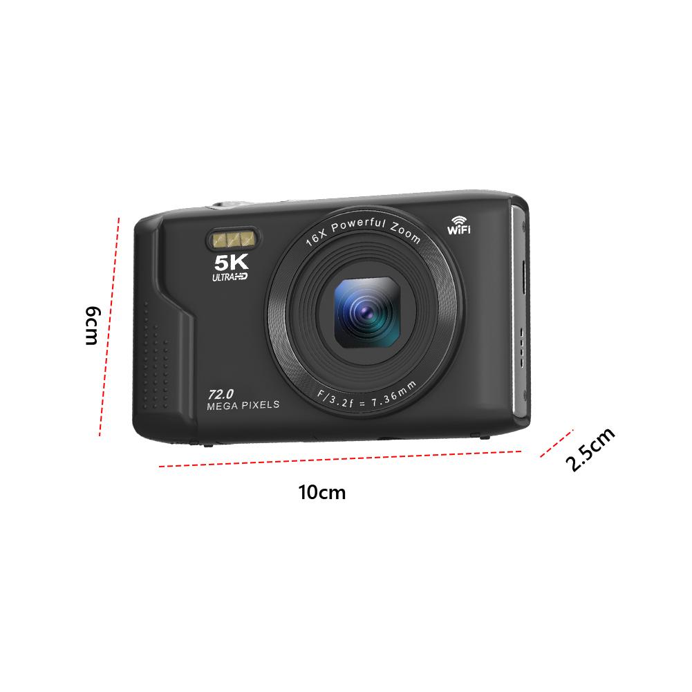 Digital Camera WiFi 5K 16X Zoom Digital Photography Camera 72MP 2.8inch LCD Screen Video Recorder Auto Focus Vlogging Camera