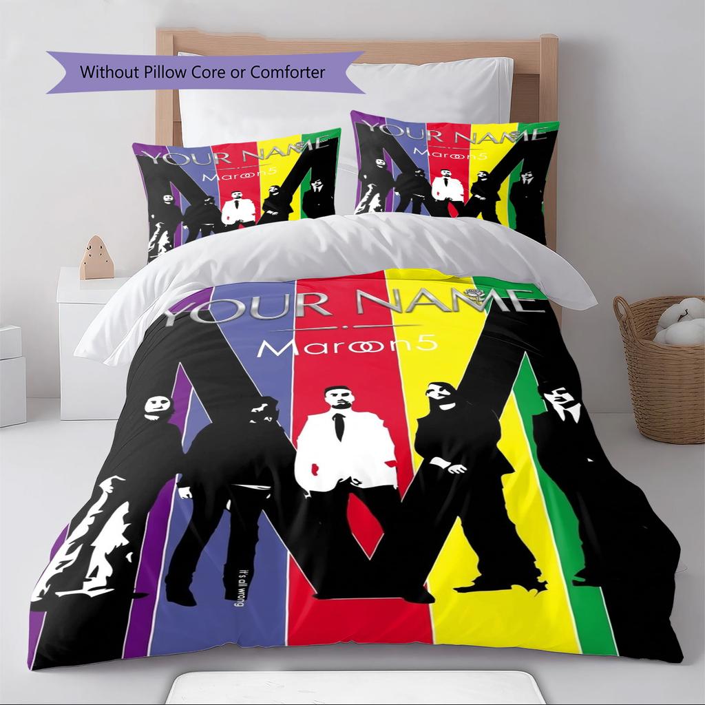Name Custom Band Maroon 5 Pattern Bedding Set Quilt Cover Pillowcase Home Decor Gift (1 * duvet cover + 2 * pillowcase, without core)