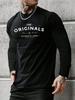 Мужская повседневная спортивная футболка с длинным рукавом THE ORIGINALS, 100% чистый хлопок, свободная, удобная, с принтом букв, с круглым вырезом