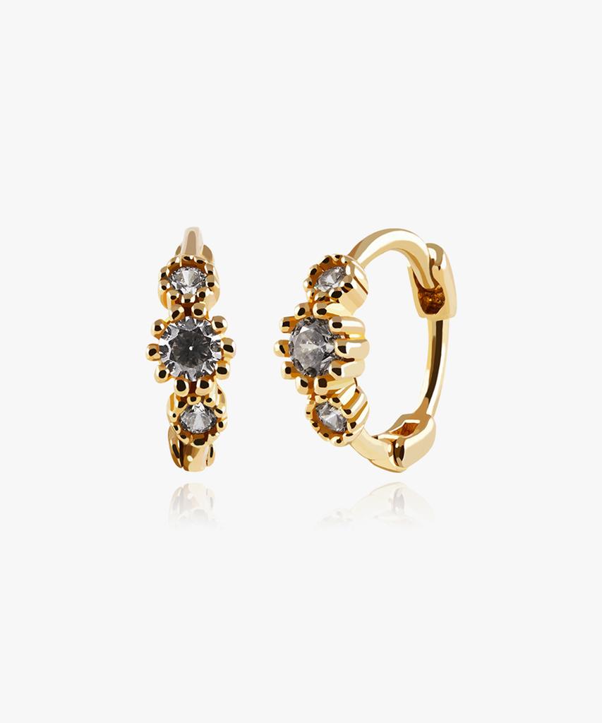 Helene Jewelry 14K Настоящий Кубический Цирконий Золотые Серьги-Пусеты
