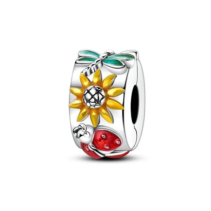 Медный зажим Разноцветная Луна Бабочка Звезда Цветок Мода Бусины Зажим Шарм Для Оригинального DIY Браслета Изысканные Ювелирные Изделия