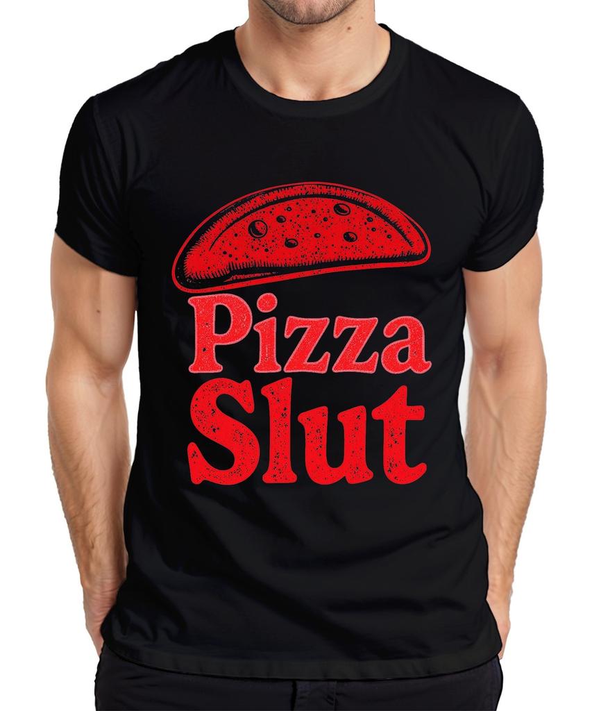 Pizza Slut Pizza Fan Pizzeria Fast Food Funny Gift Retro Mens T-Shirt