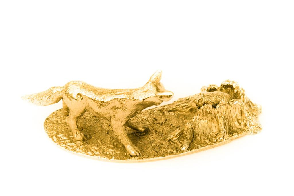 Коллекция художественных фигурок животных из Великобритании, лиса и еж, позолоченные 22 карата (орнамент)