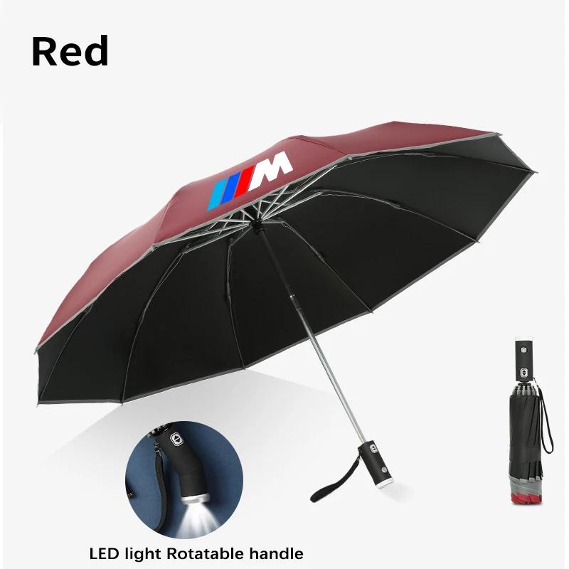 LKCW9 For BMW M Power M3 X1 X3 X5 E36 E39 E46 E60 E90 F10 F20 F30 G20 G30 Car Led Light Automatic Folding Windproof Sunshade Umbrella