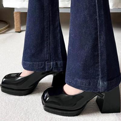 Женские туфли Mary Jane на высоком каблуке, толстая подошва, ремешок с пряжкой, большой размер – Осень/Зима 2025