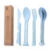 1 Набор Портативный набор ножа, вилки, ложки из пшеничной соломы для дома, улицы, свежий набор из трех предметов для путешествий, складная пшеничная посуда