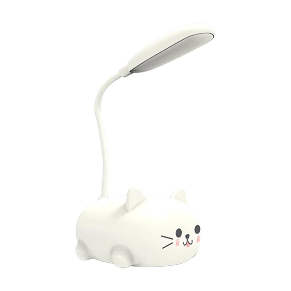 Перезаряжаемая через USB светодиодная настольная лампа для детей, милый кот, кавайные ночные огни, гибкая шея, уход за глазами, маленький настольный светильник с мультяшным рисунком