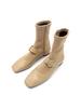 Nontheless Side Buckle Flat Sock Boots / Beige
