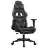 Gaming Chair with Massage & Footrest Black & Gray Faux Leather