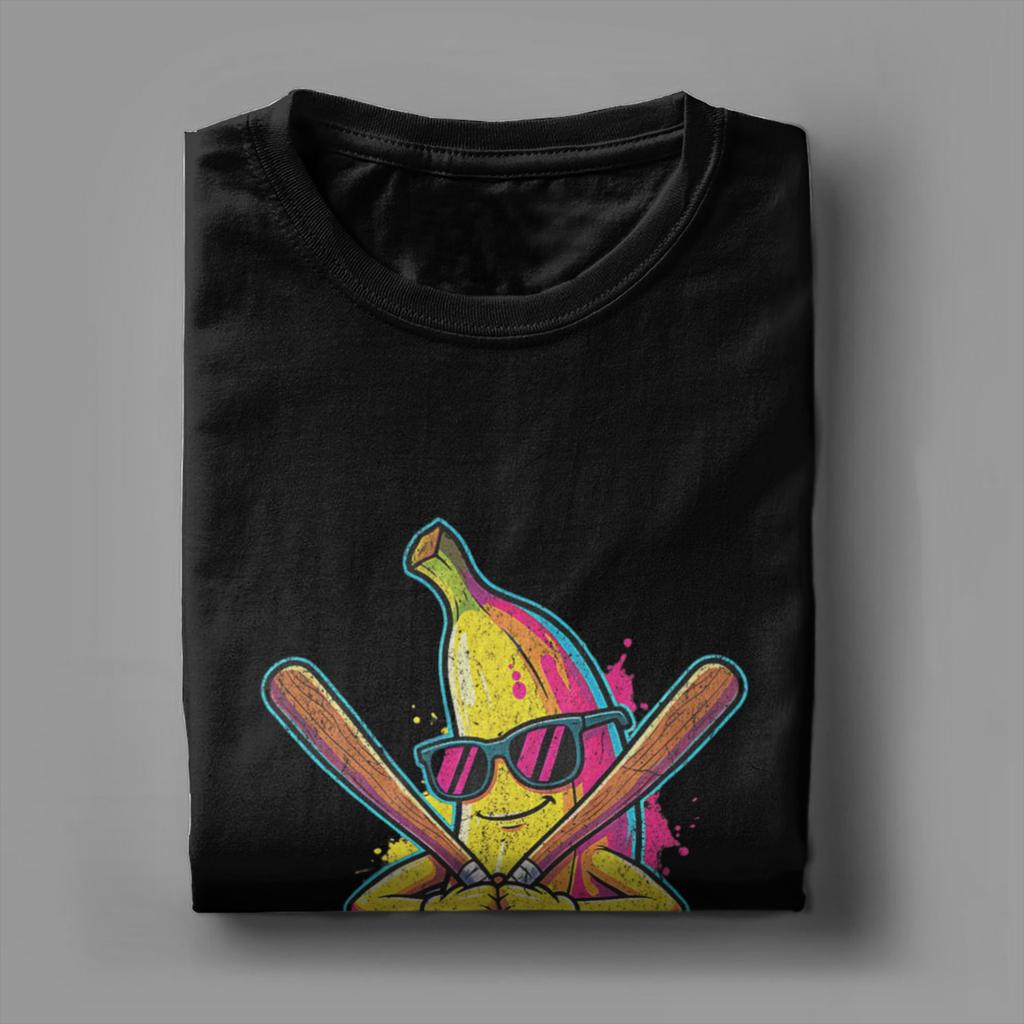 Vintage Banana Funny Baseball TShirt Unisex Crewneck Pure Cotton T Shirts Short Sleeve Tees Printed Tops