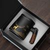High-end business tea set, national style, golden elk coarse pottery office cup, tea separation set, creative souvenir