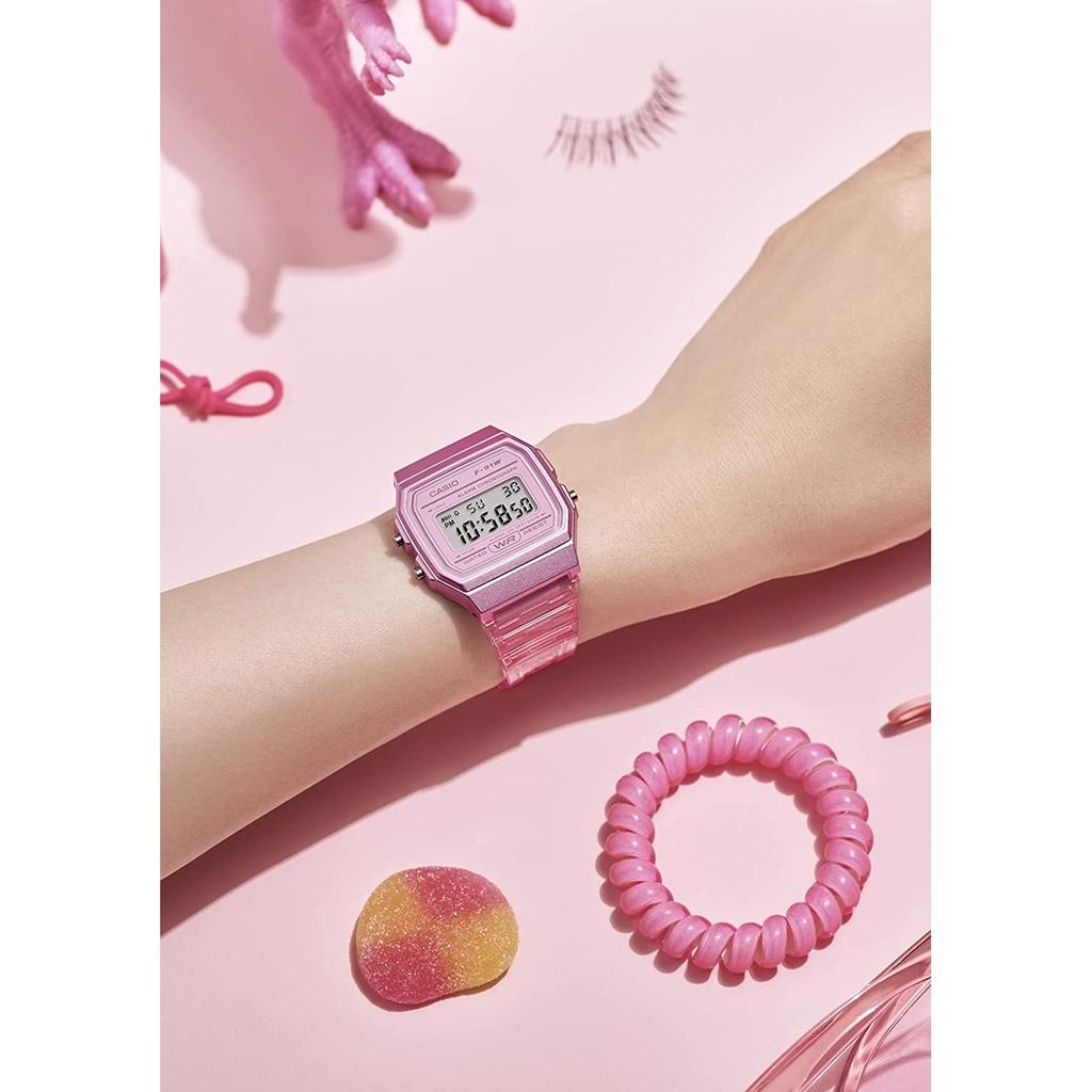 Casio Digital Quartz Unisex Watch F-91WS-4 Clear Pink Cheap Casio Parallel Import