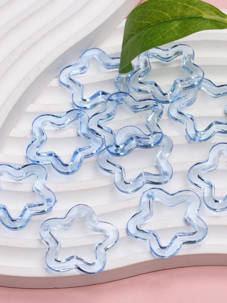 Pentagonal Pendant Creative for Bracelet Earring Making 30mm Star Loose Beads Transparent DIY Jewelry Accessories Charms Fashion Handmade Acrylic