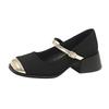 Mary Jane French Small Fragrant High Heels Spring and Summer New One-word Buckle Evening Breeze Single Shoes Fashionable Small Leather Shoes Women