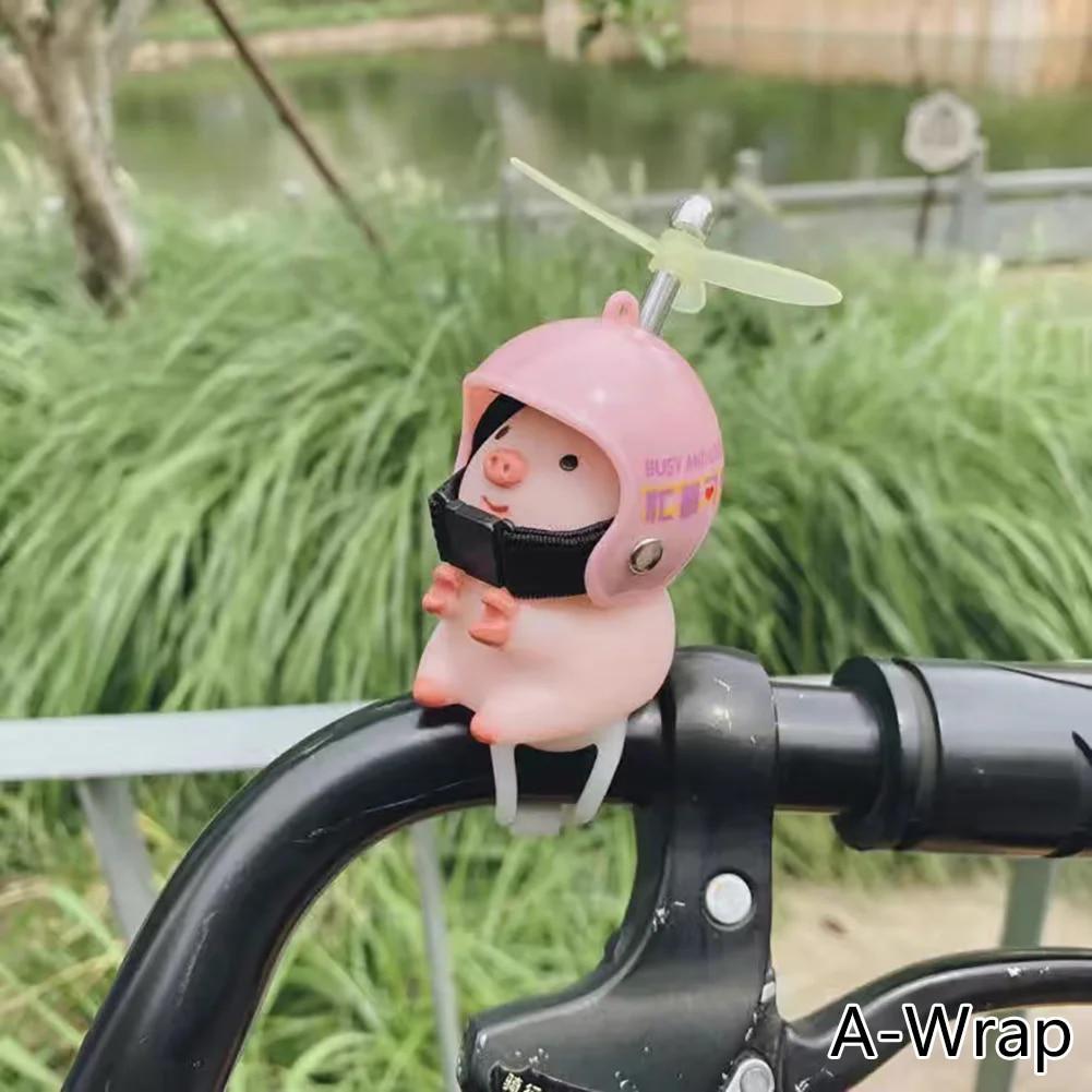 Car Cute Little Pink Pig With Helmet Propeller Wind-breaking Duck Road Bike Motor Helmet Riding Cycling Car Accessories Decor