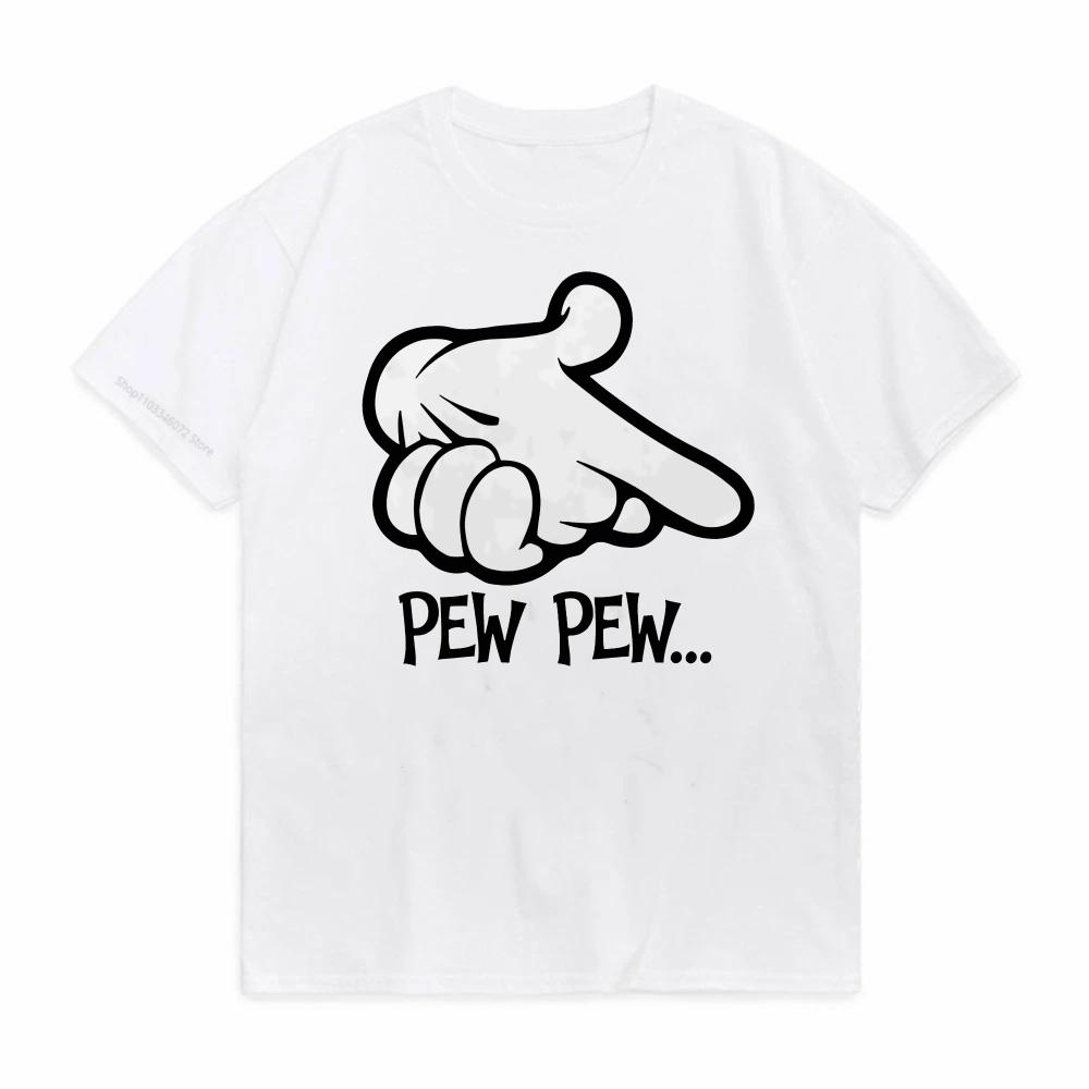 Pew Pew Funny Pattern Print Unisex Unique TShirt Fashion Summer Short Sleeve Tees for Men Women Casual oneck Round Tops tees