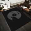 Modern Black Carpet with White Vinyl Record Pattern Design Suitable for Use As an Anti-slip for Living Room Bedroom Sofas