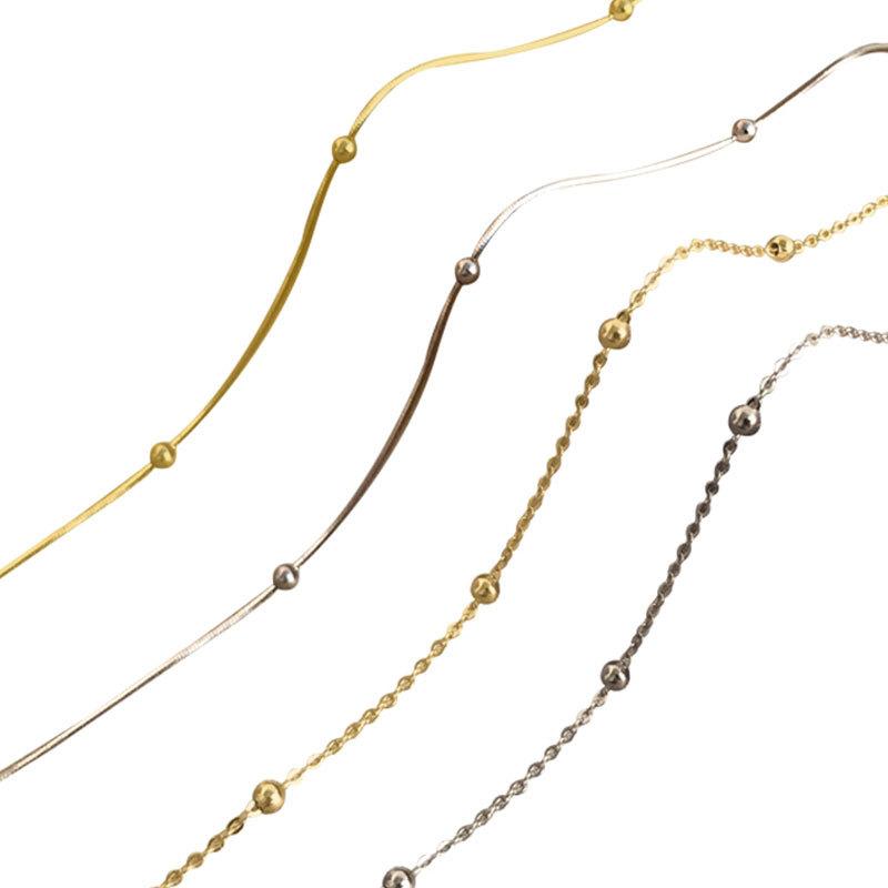 Круглое ожерелье из змеиной кости с бусинами для женщин, простая персонализированная короткая цепочка для ключиц