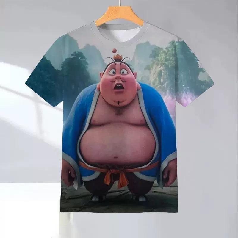 Детские футболки Nezha Детская футболка с коротким рукавом Летняя футболка для мальчиков Модная футболка с круглым вырезом с 3D-принтом