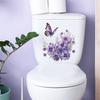 Purple-color Flower Butterflies Toilet Sticker Removable Self-adhesive Waterproof PVC Living Room Wall Art Bathroom Toilet Lid Decoration Decal