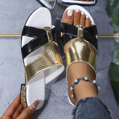 Модная золотая открытая плоская женская обувь кожаные шлепанцы сандалии тапочки для ванной пляжная обувь удобные сандалии для женщин шлепанцы женские