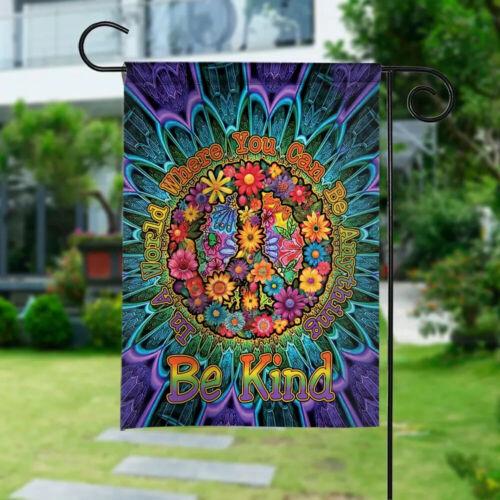 Bee Hippie Peace Sign Garden ag, Be Kind Hippie Garden Sign Decor, ower ag ZZU